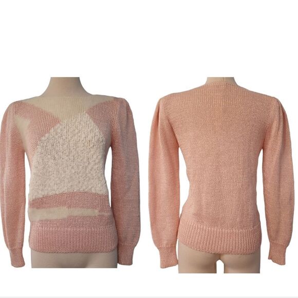 Vintage Lilly of California Barbiecore Geometric Sweater Artsy Size Meduim Pink - Picture 3 of 15